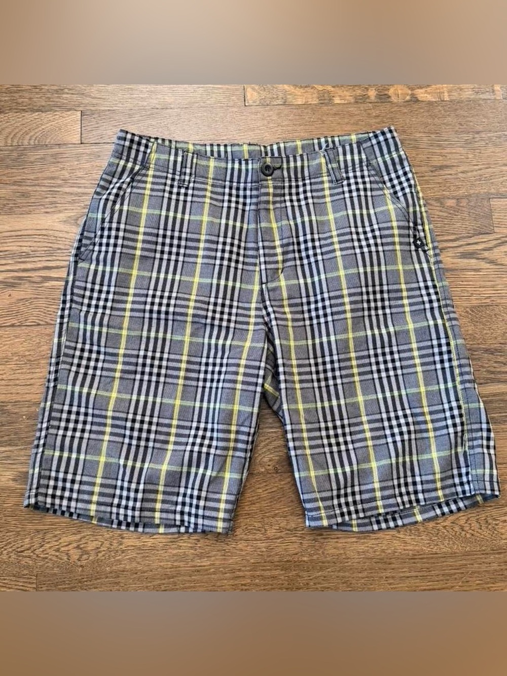 ifd y2k plaid skater long loose shorts